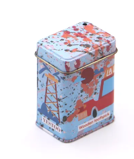 Factory custom stock wholesale ODM OEM rectangular color printing toothpick box metal storage box packaging tin box